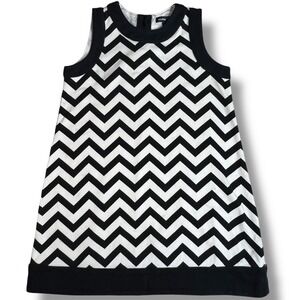 Baby Gap Toddler Girls 5 Chevron Dress Black White Sleeveless Button Back Retro‎